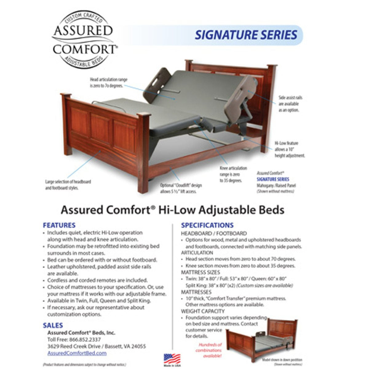 Signature Series Hi-Low Adjustable Bed