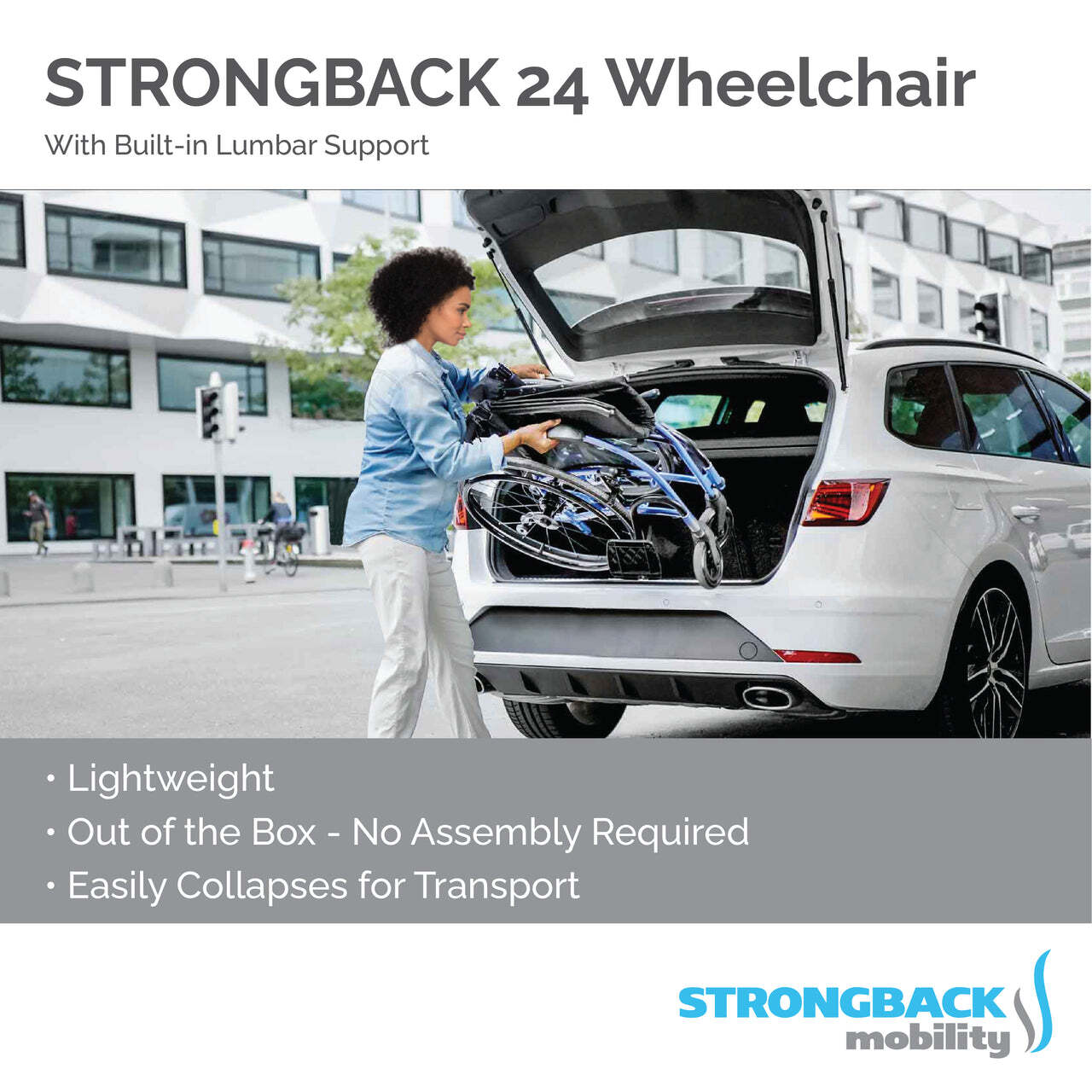 STRONGBACK Comfort 24 Wheelchair – Lightweight, Ergonomic, and Foldable