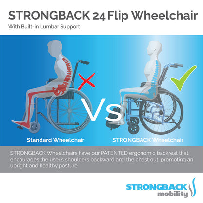 STRONGBACK 24HD Heavy Duty Wheelchair – 375 lb Capacity, Lightweight & Ergonomic