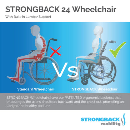 STRONGBACK Comfort 24 Wheelchair – Lightweight, Ergonomic, and Foldable