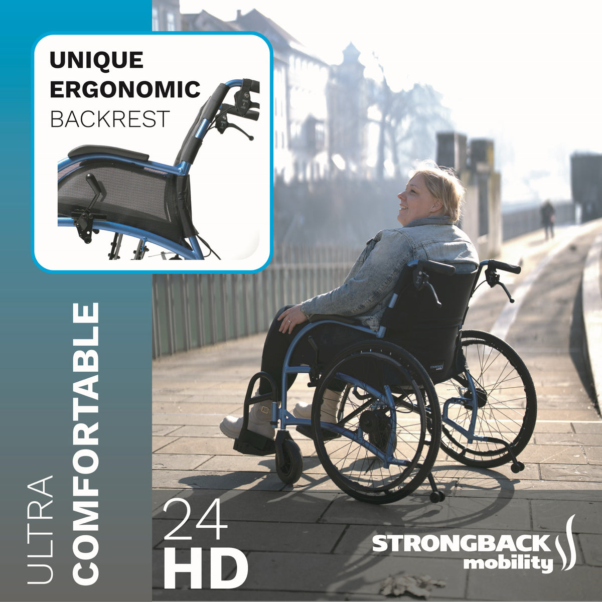 STRONGBACK 24HD Heavy Duty Wheelchair – 375 lb Capacity, Lightweight & Ergonomic