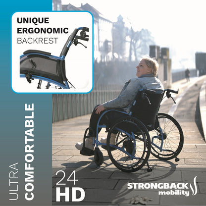 STRONGBACK 24HD Heavy Duty Wheelchair – 375 lb Capacity, Lightweight & Ergonomic