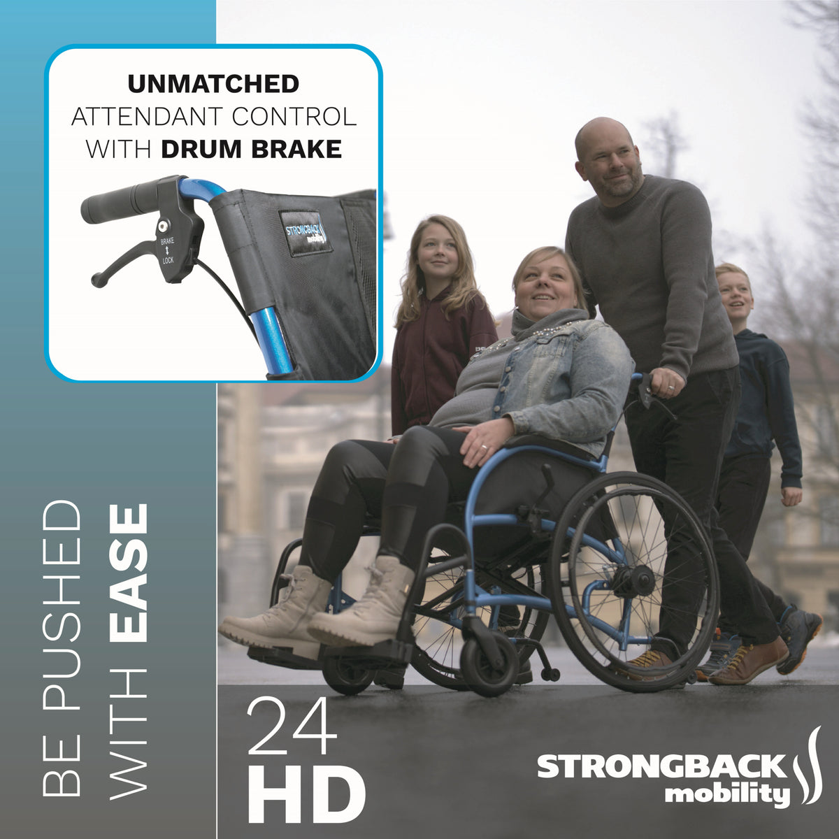 STRONGBACK 24HD Heavy Duty Wheelchair – 375 lb Capacity, Lightweight & Ergonomic